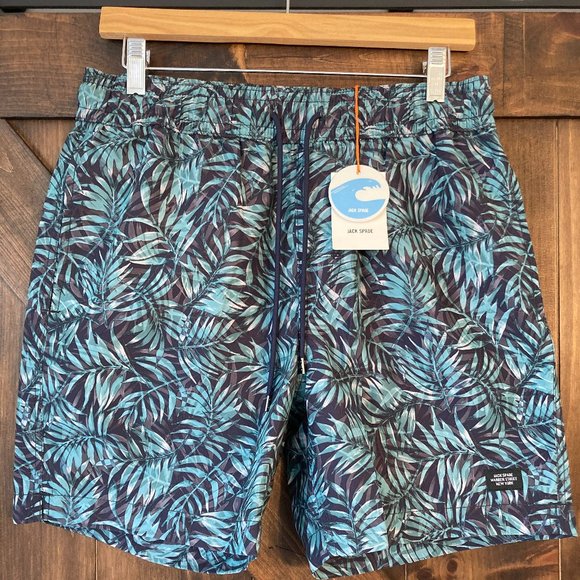 Mens JACK SPADE Leaf Print Swim Short (NWT) - Picture 1 of 2